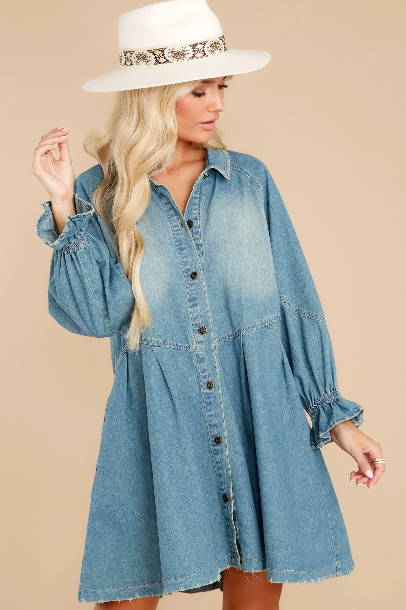 Casual Beauty Medium Wash Denim Dress