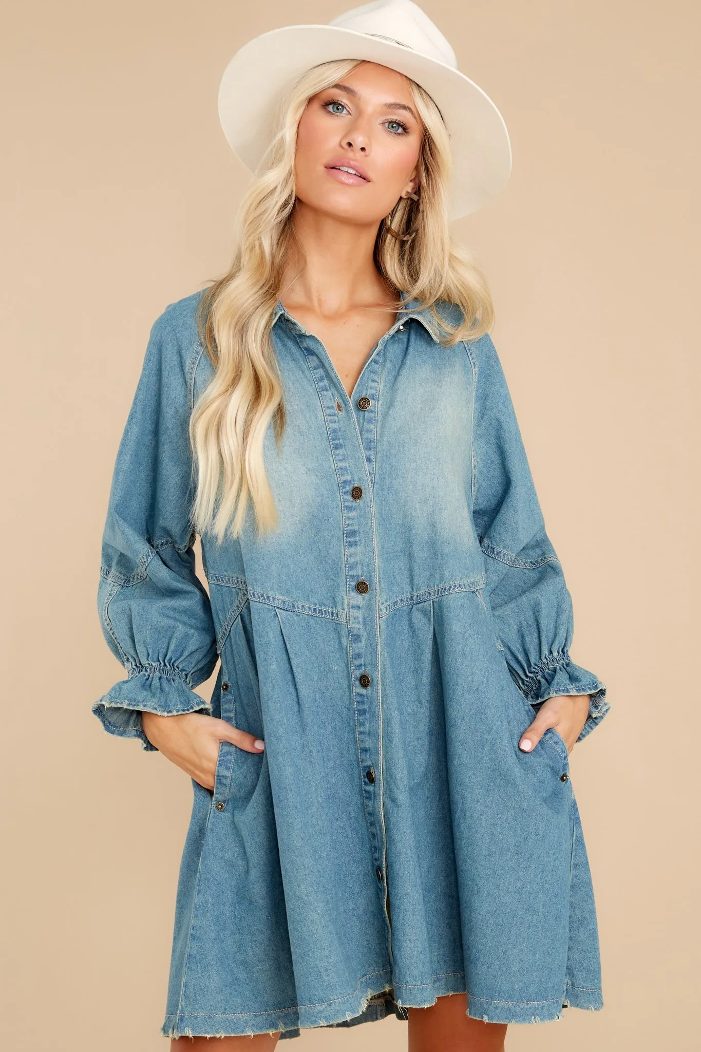 Casual Beauty Medium Wash Denim Dress