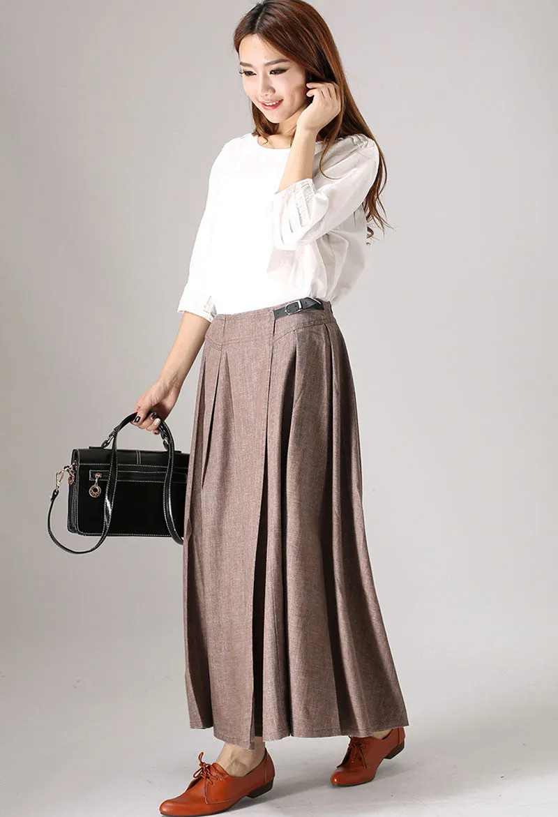 Casual linen skirt woman Spring maxi skirt Custom made long skirt (854)