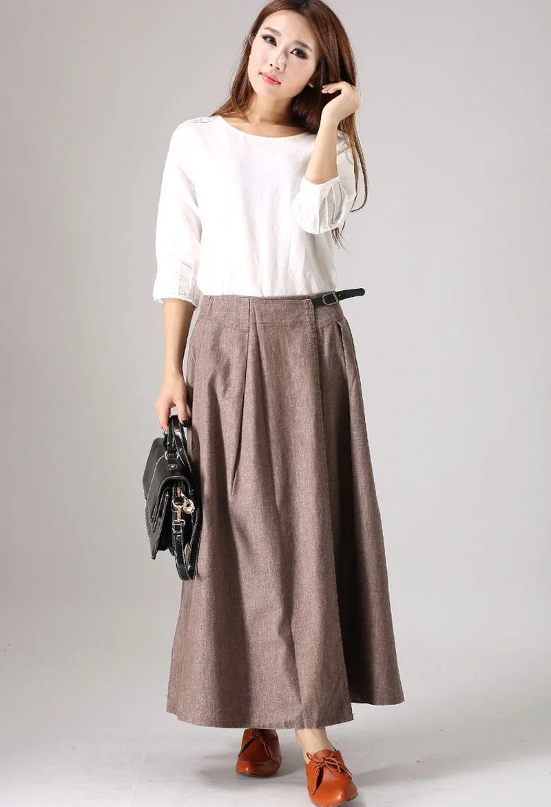 Casual linen skirt woman Spring maxi skirt Custom made long skirt (854)