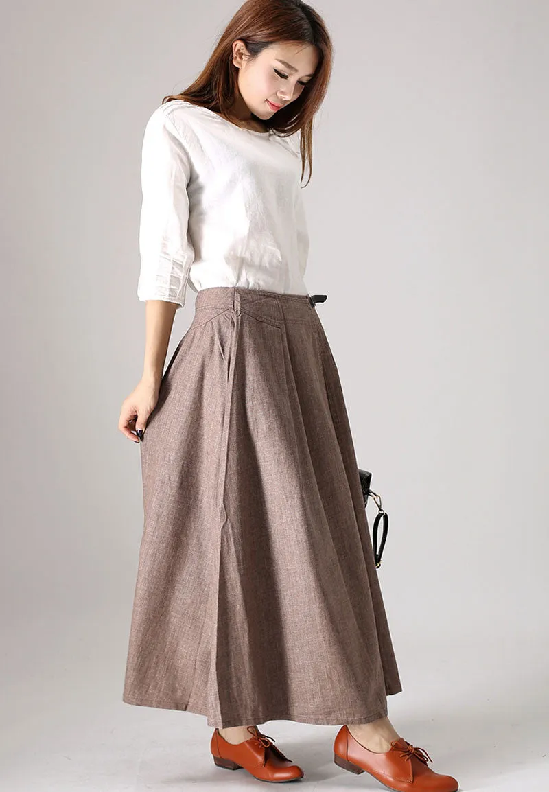 Casual linen skirt woman Spring maxi skirt Custom made long skirt (854)