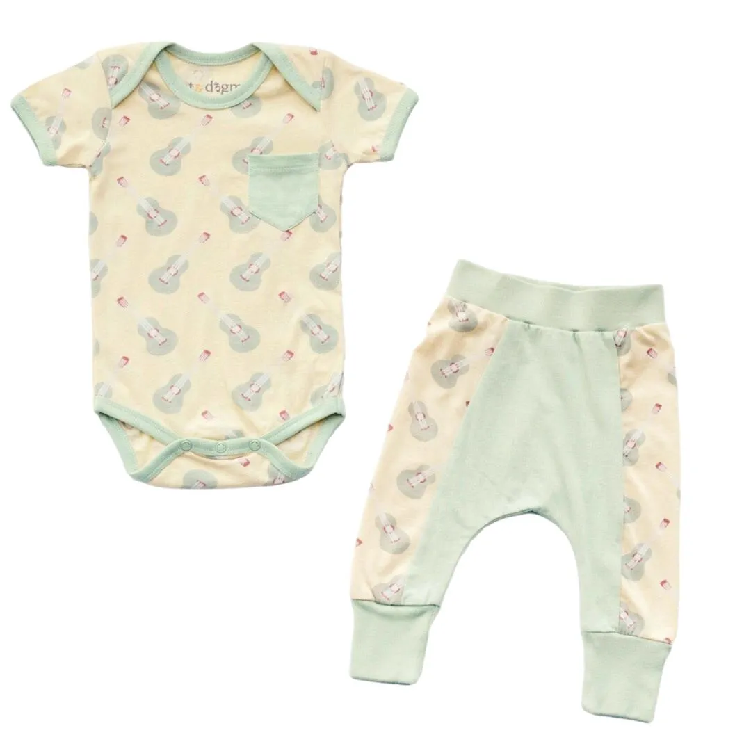 Cat & Dogma - Ukulele Two Piece Baby Bodysuit and Pants Set