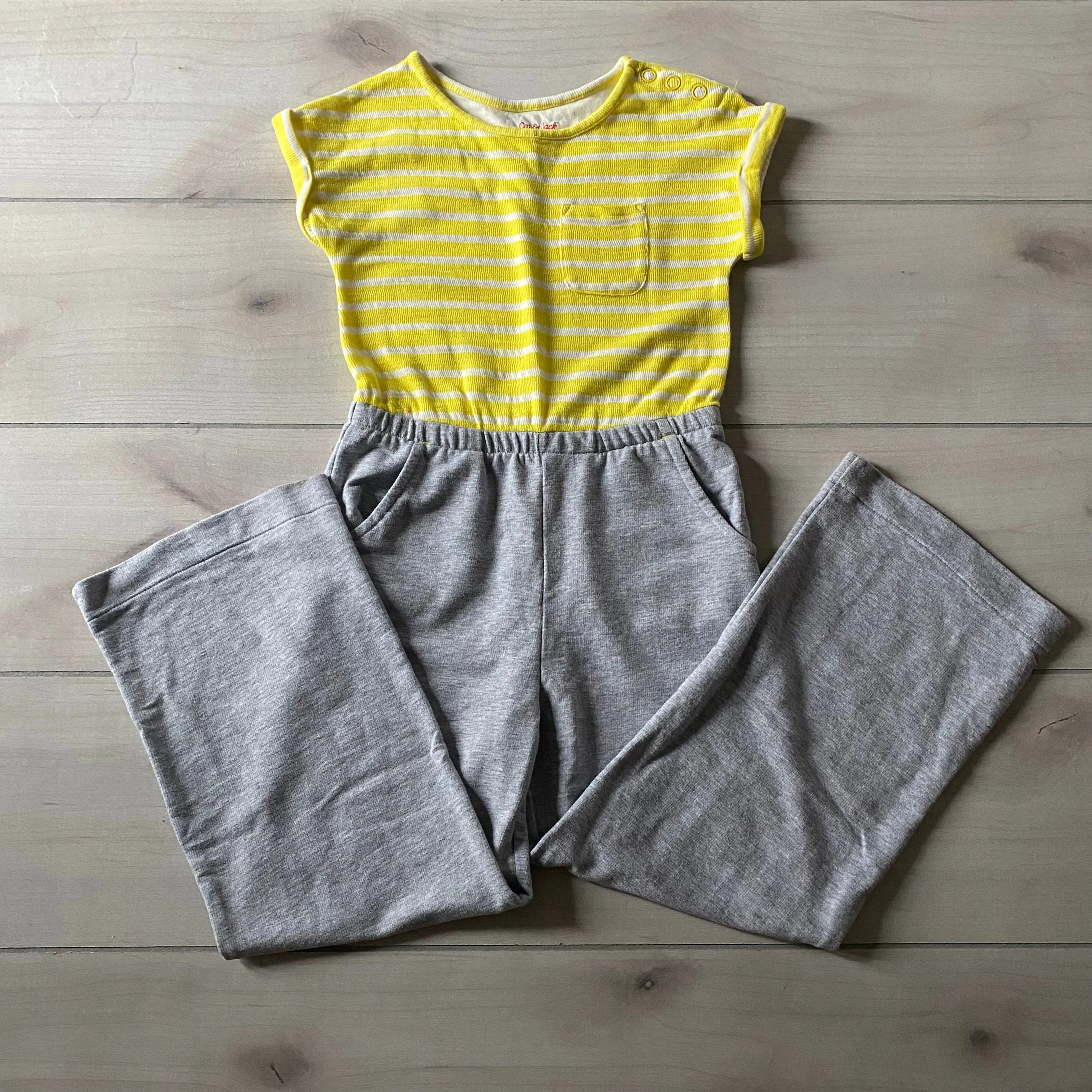 Cat & Jack Yellow & Gray Striped Cotton Romper