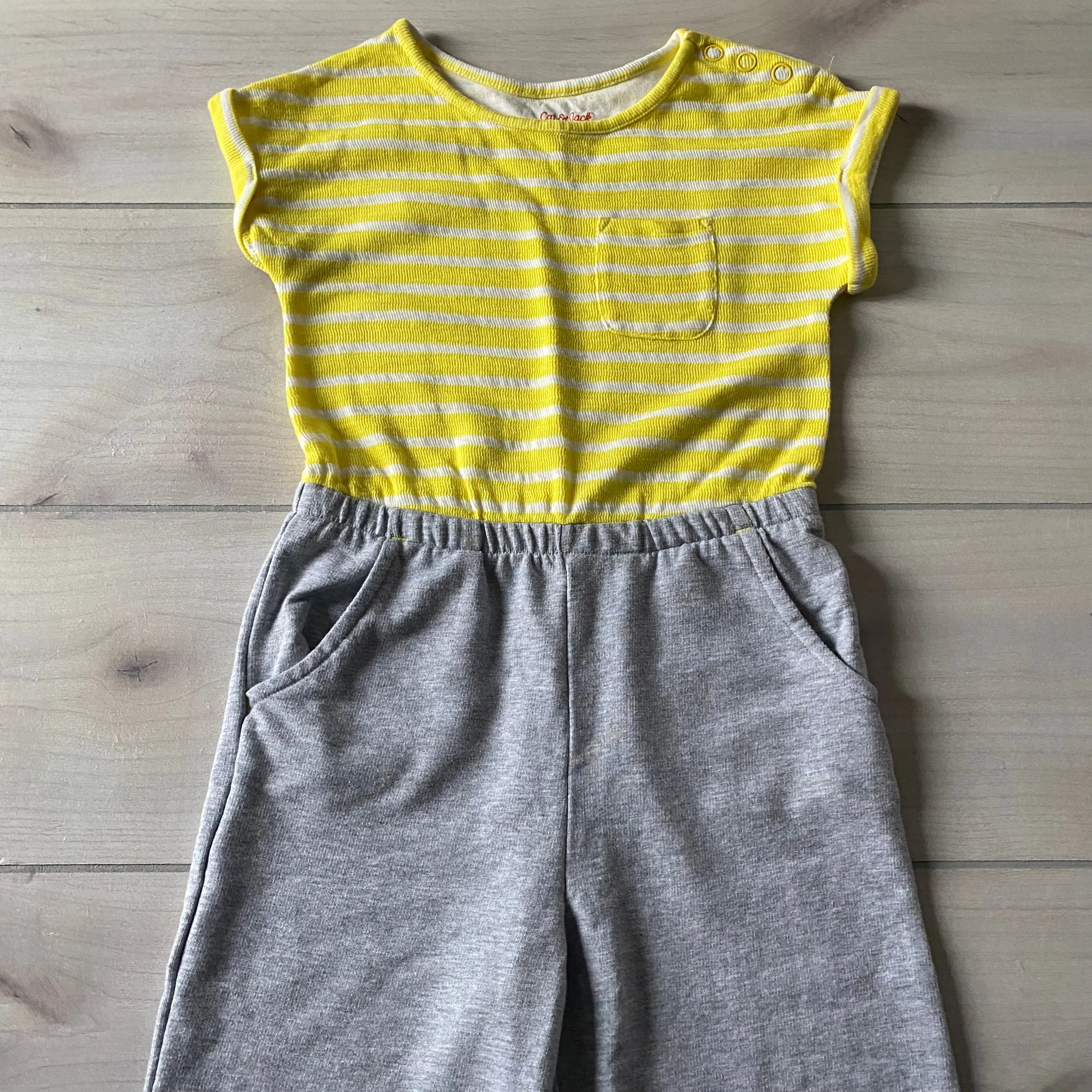 Cat & Jack Yellow & Gray Striped Cotton Romper