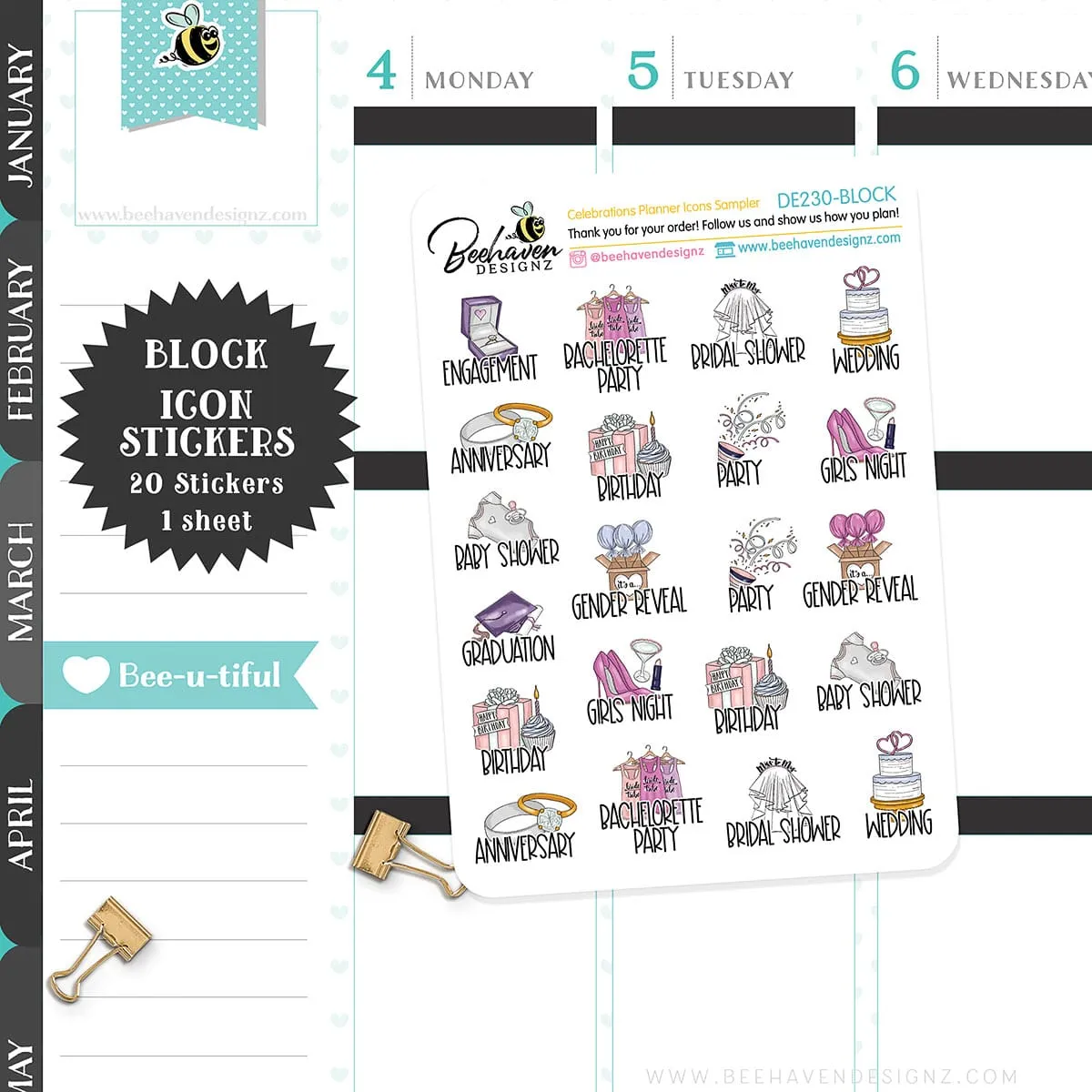 Celebration Planner Icon Sticker Sampler