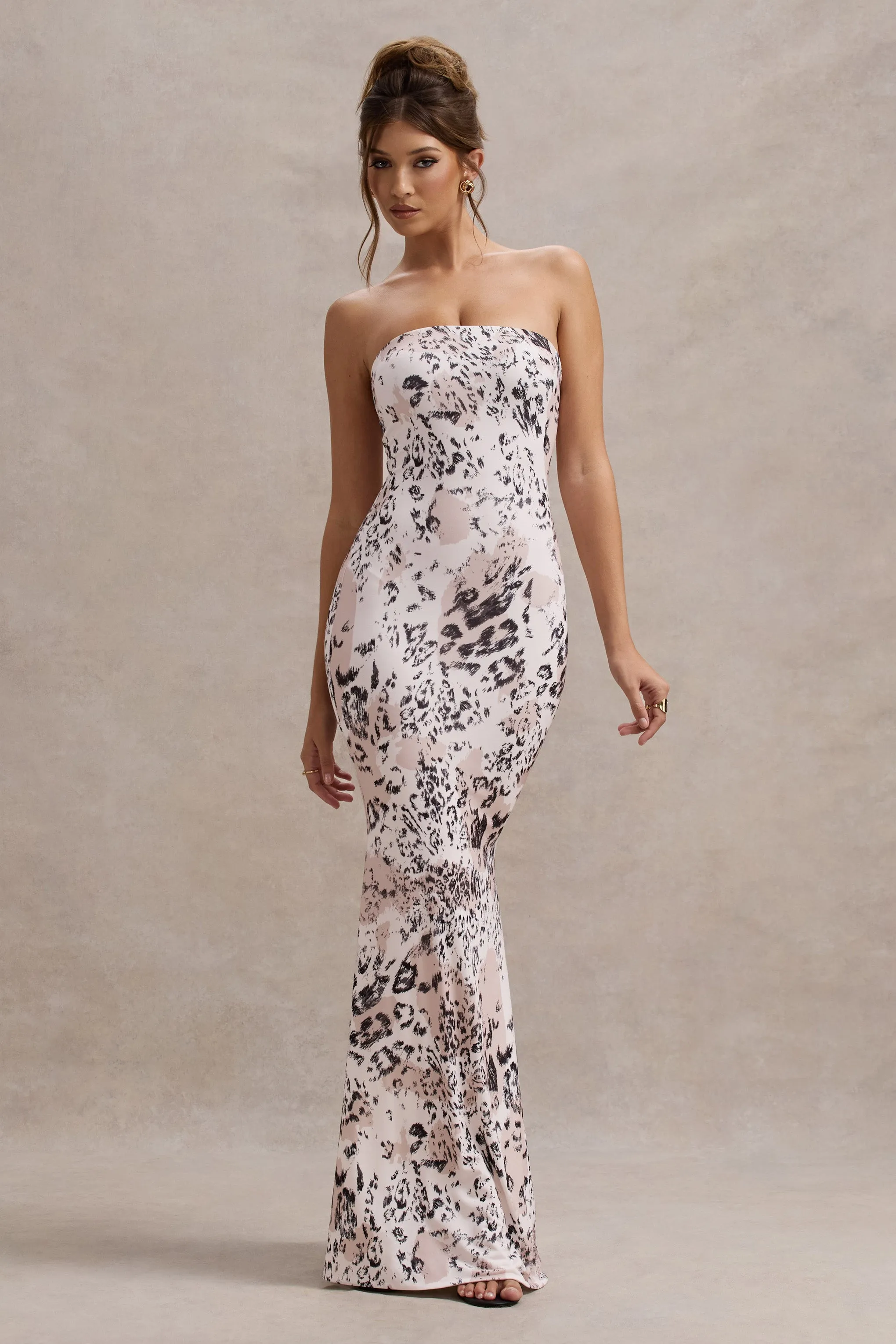 Ceremony | Leopard Print Bandeau Fishtail Maxi Dress