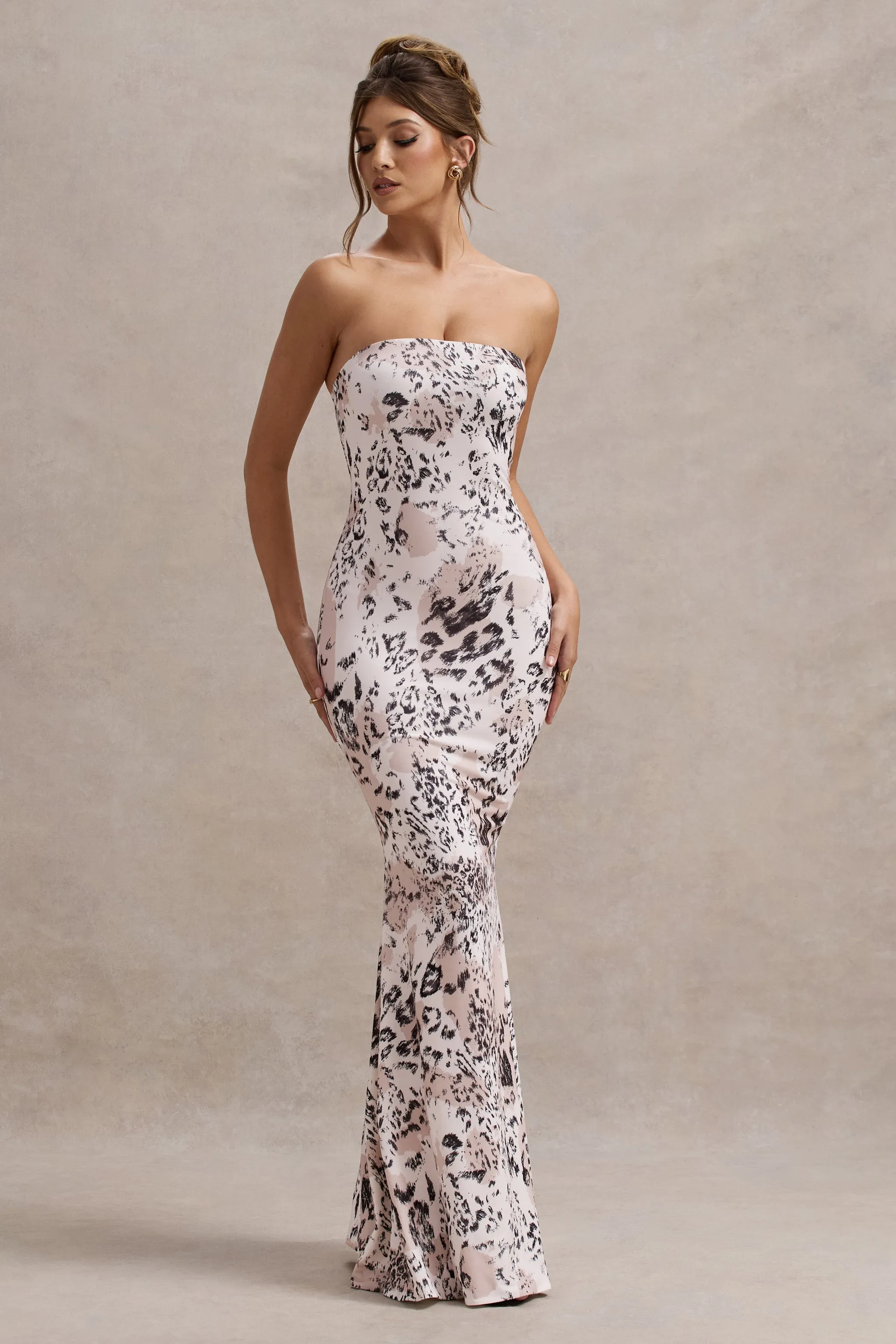 Ceremony | Leopard Print Bandeau Fishtail Maxi Dress