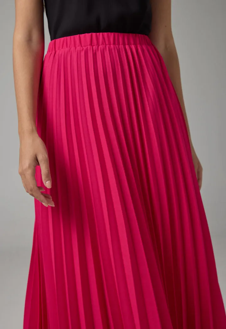 Choice Solid Pleated Maxi Skirt Fuchsia