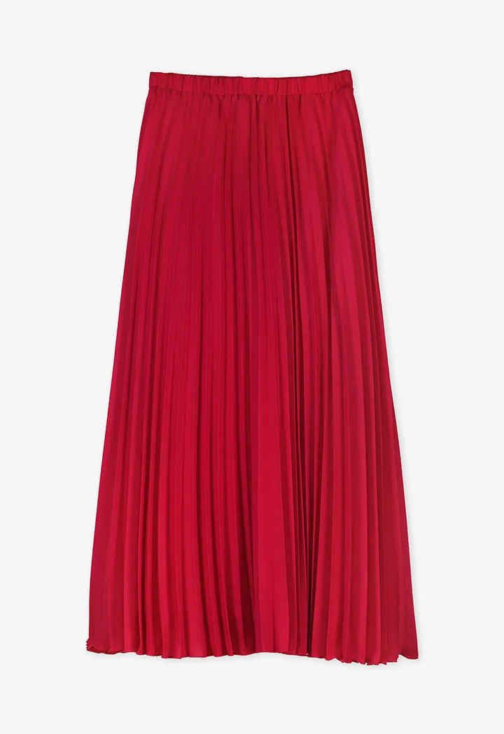 Choice Solid Pleated Maxi Skirt Fuchsia