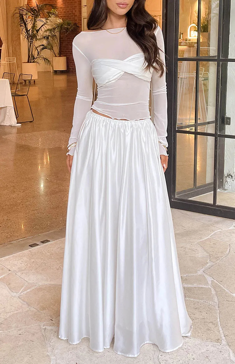 Clementine White Maxi Skirt