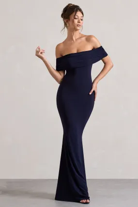 Cloe | Navy Bardot Maxi Dress