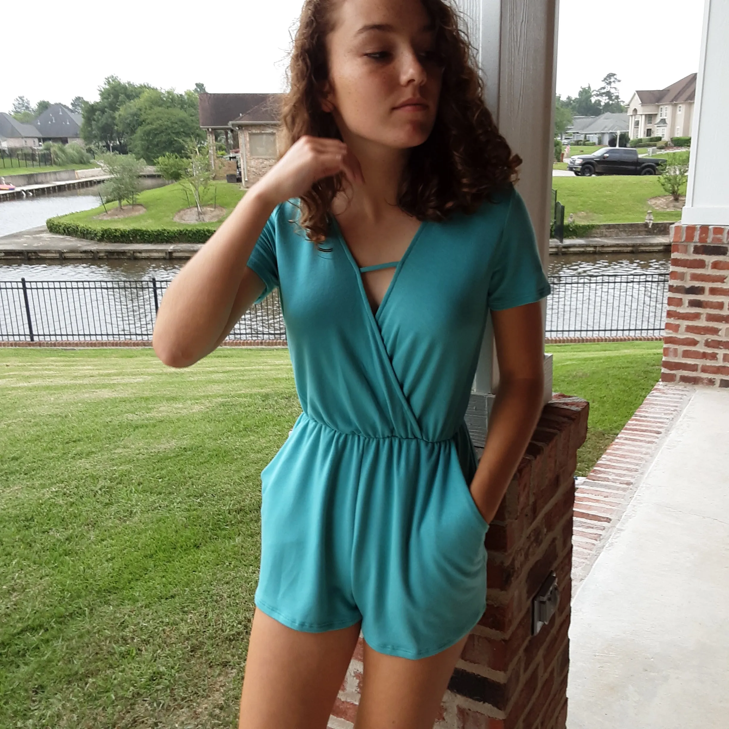 Cross Over Romper with Pockets | Everly