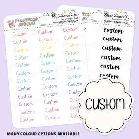 Custom Text Word Planner Stickers | 2 Sizes Single Line