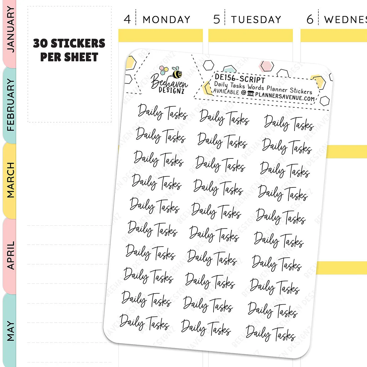 Daily Tasks Script Planner Stickers