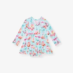 Edie Long Sleeve Ruffled Bodysuit Dress