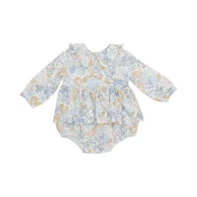 Edith's Floral- Ruffled Peter Pan Collar Bubble W/Skirt