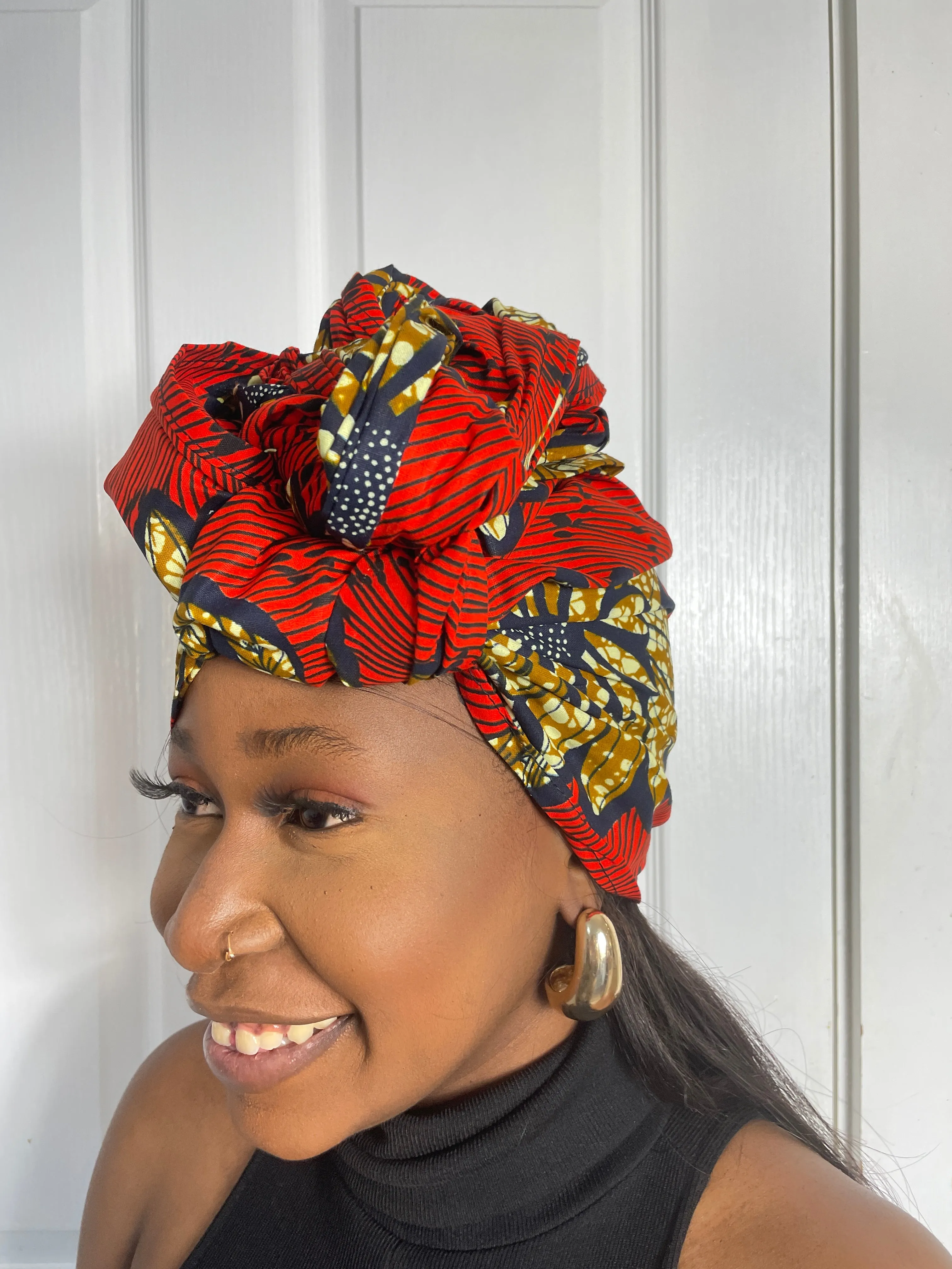 Ella Red and Gold Ankara Headwrap/Scarf