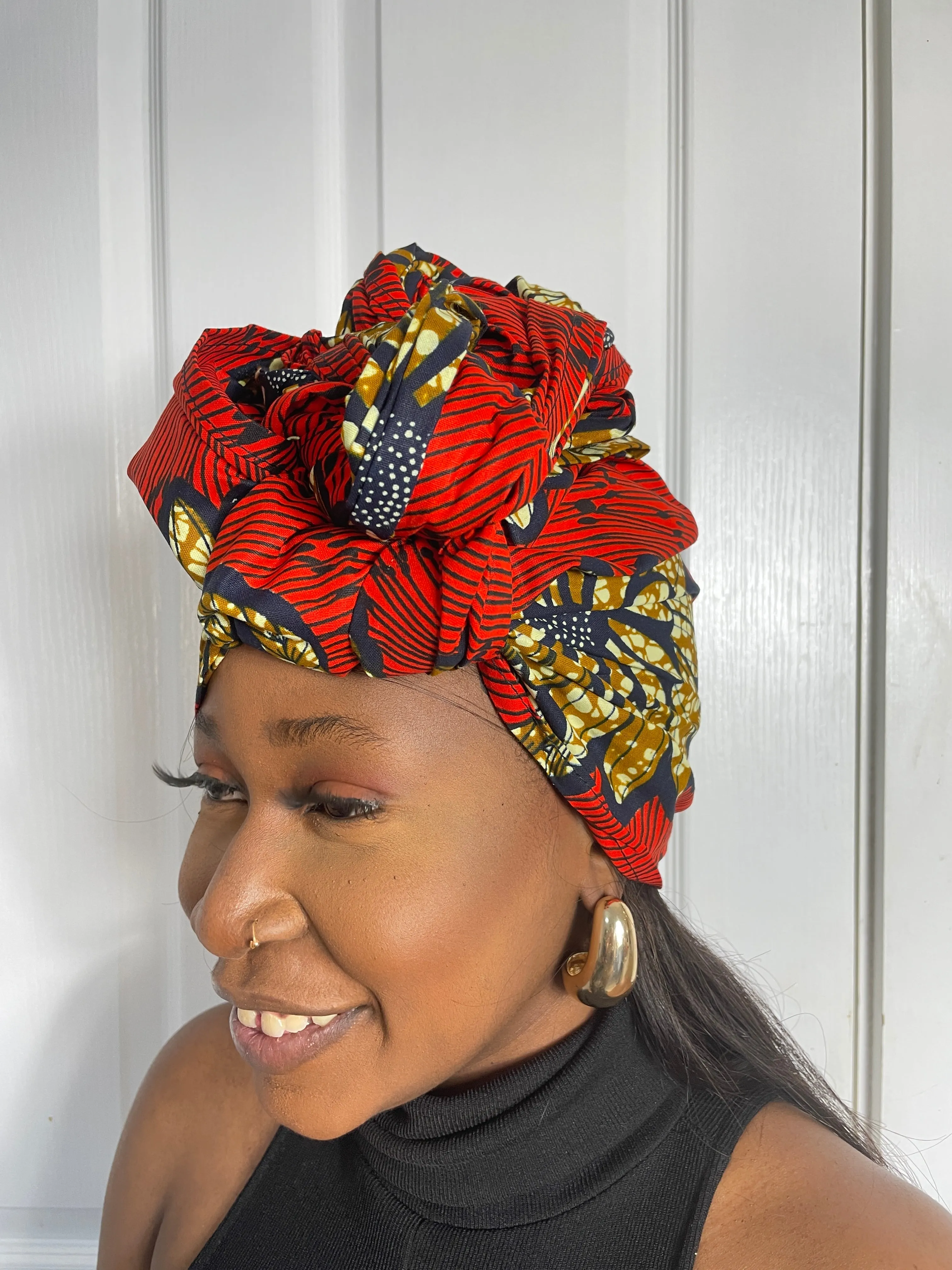 Ella Red and Gold Ankara Headwrap/Scarf