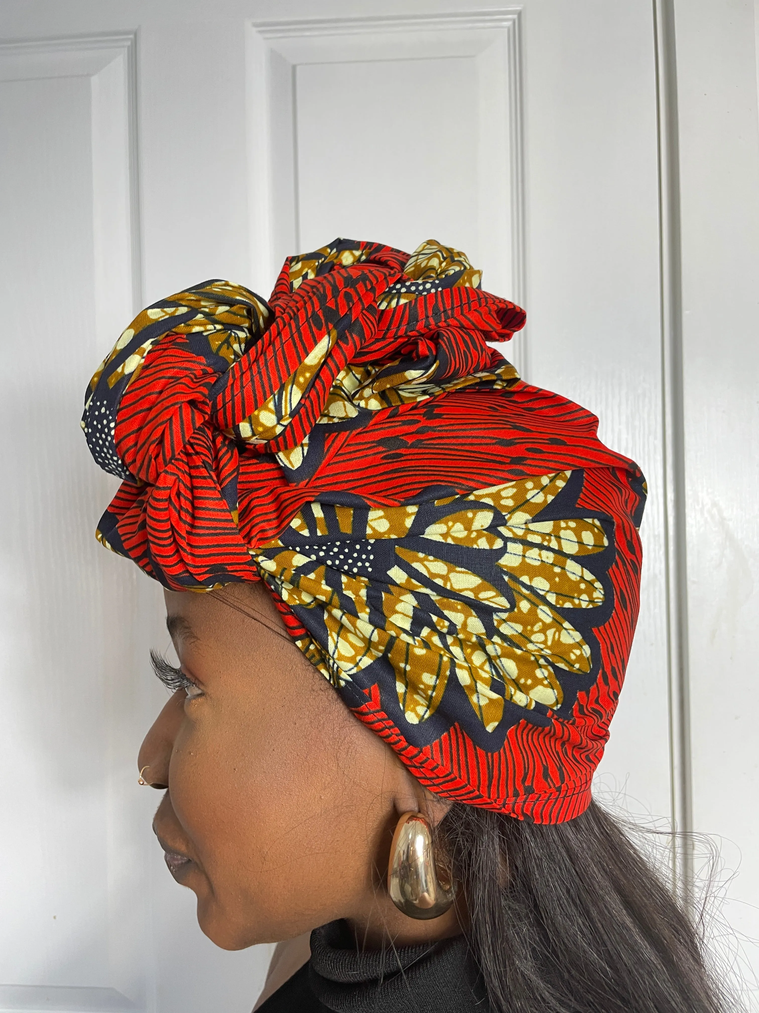 Ella Red and Gold Ankara Headwrap/Scarf