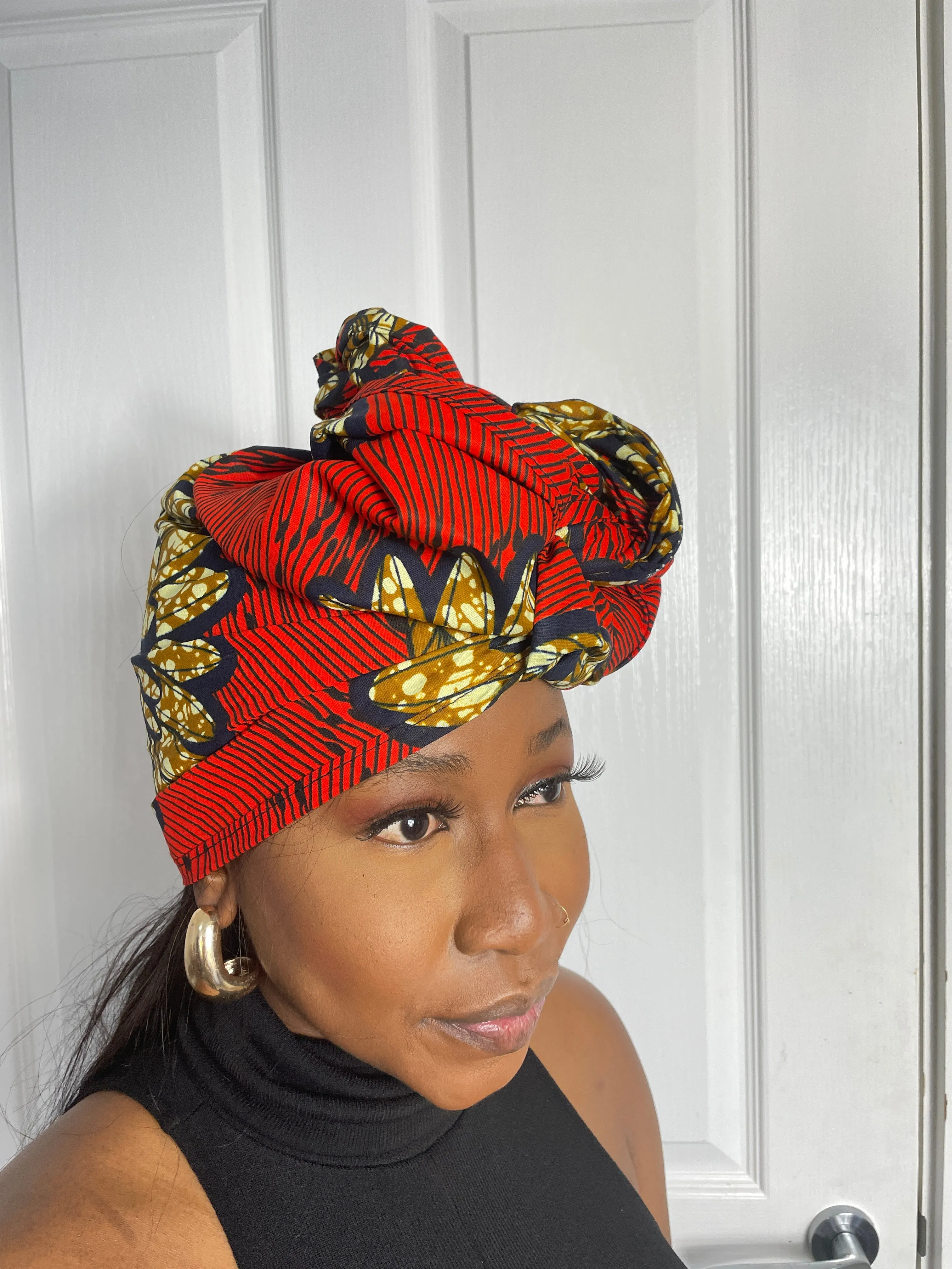 Ella Red and Gold Ankara Headwrap/Scarf