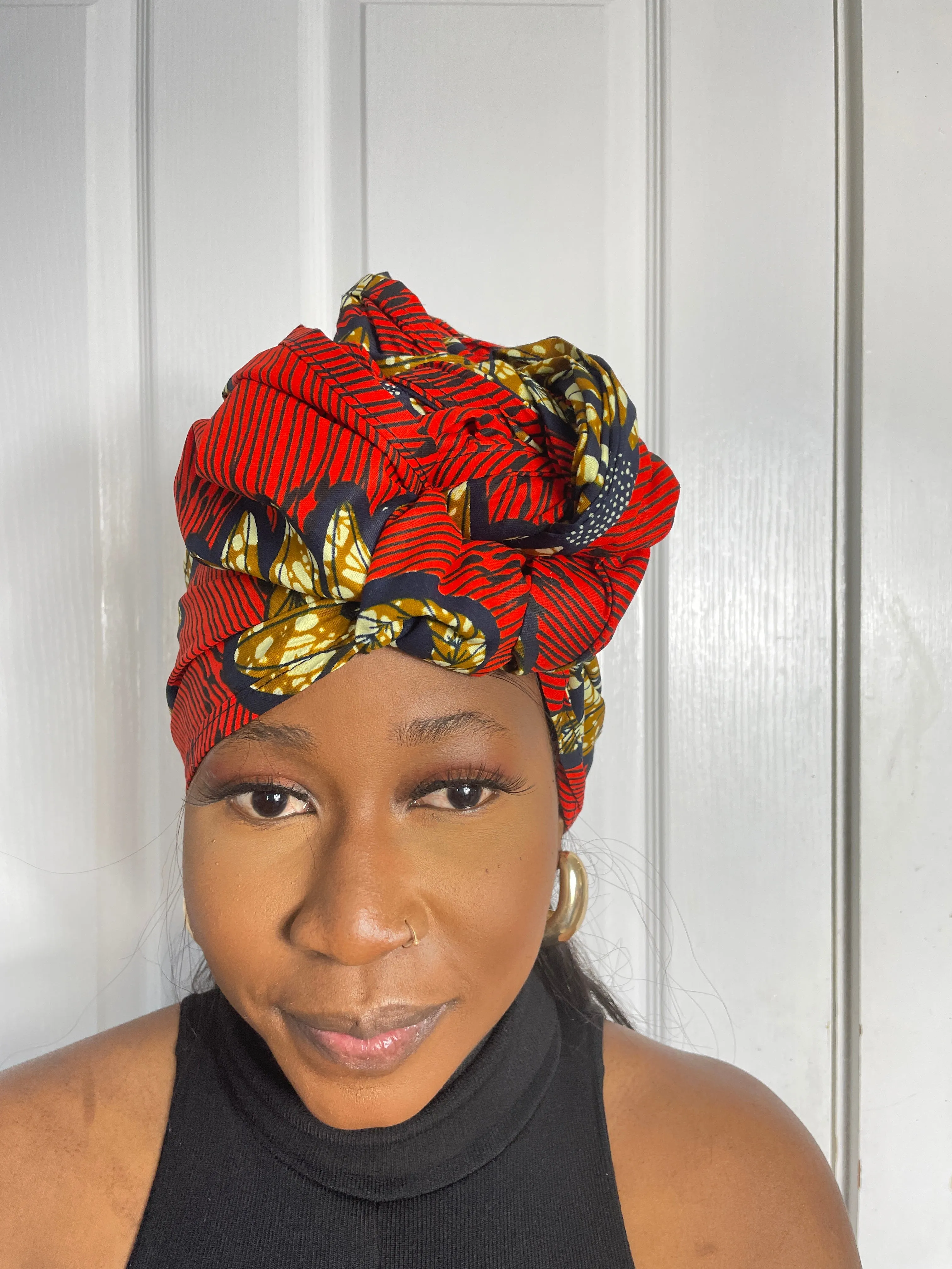 Ella Red and Gold Ankara Headwrap/Scarf