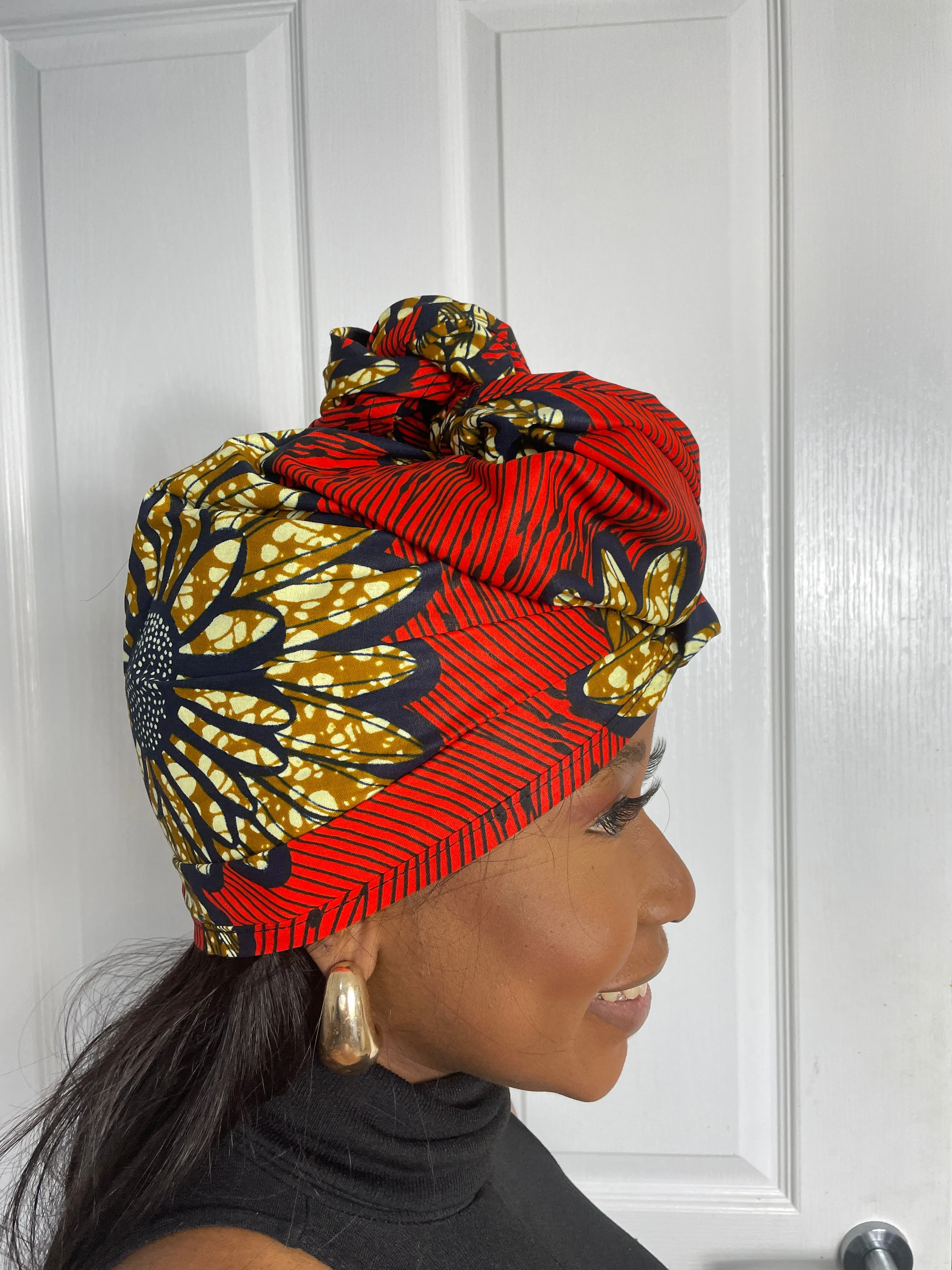 Ella Red and Gold Ankara Headwrap/Scarf