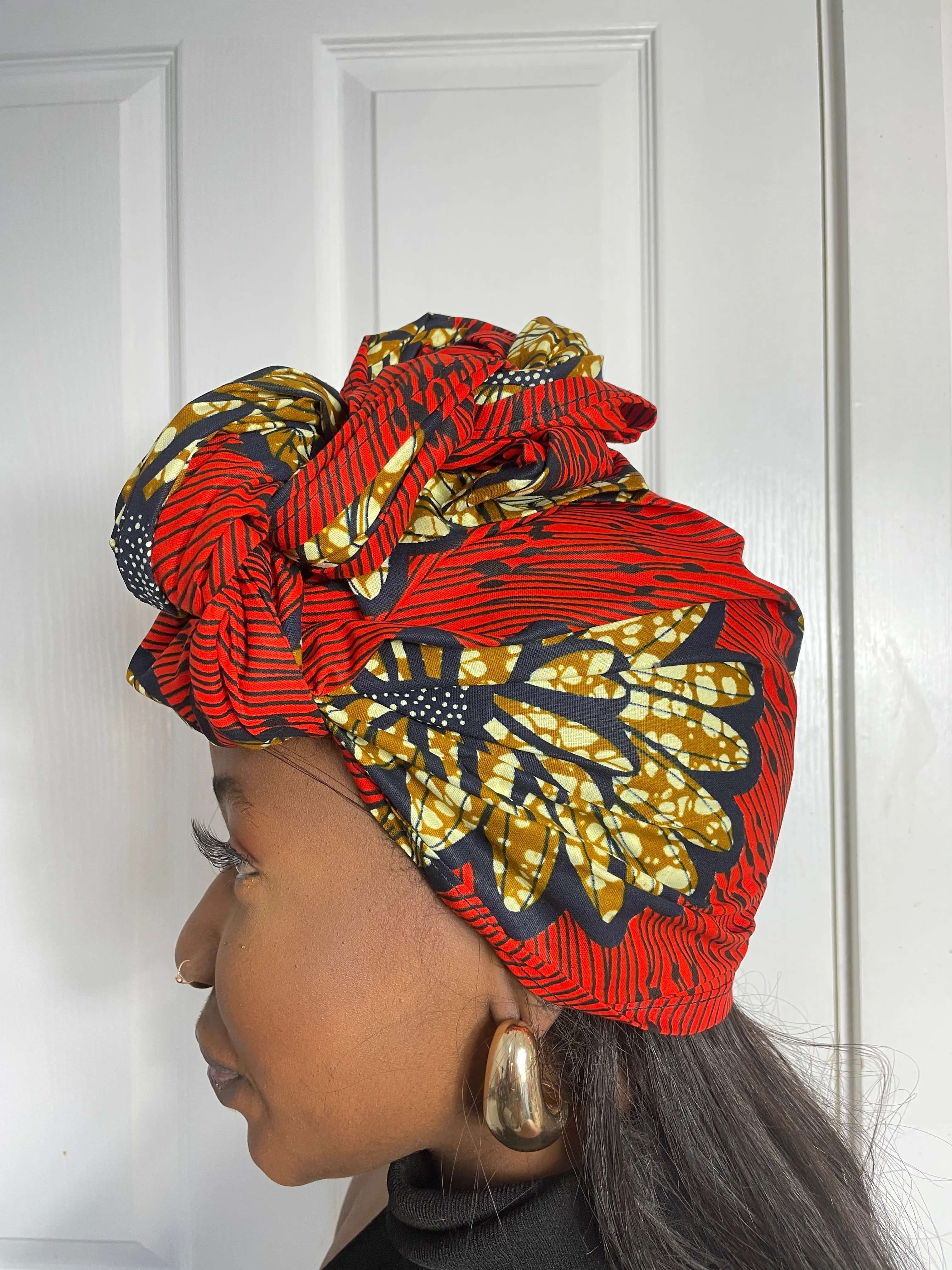 Ella Red and Gold Ankara Headwrap/Scarf