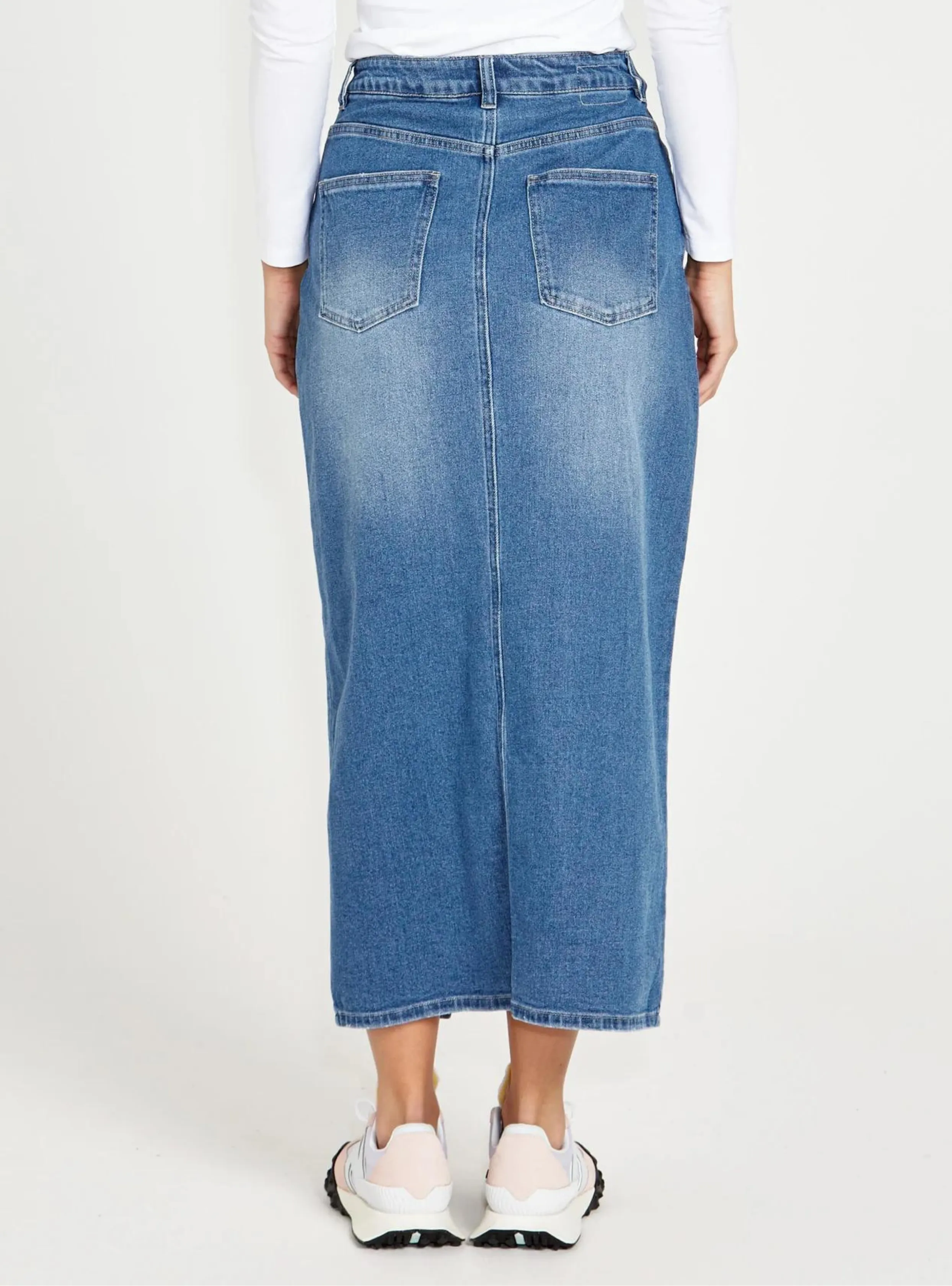 EMERALD DENIM MAXI SKIRT - 80 Wash