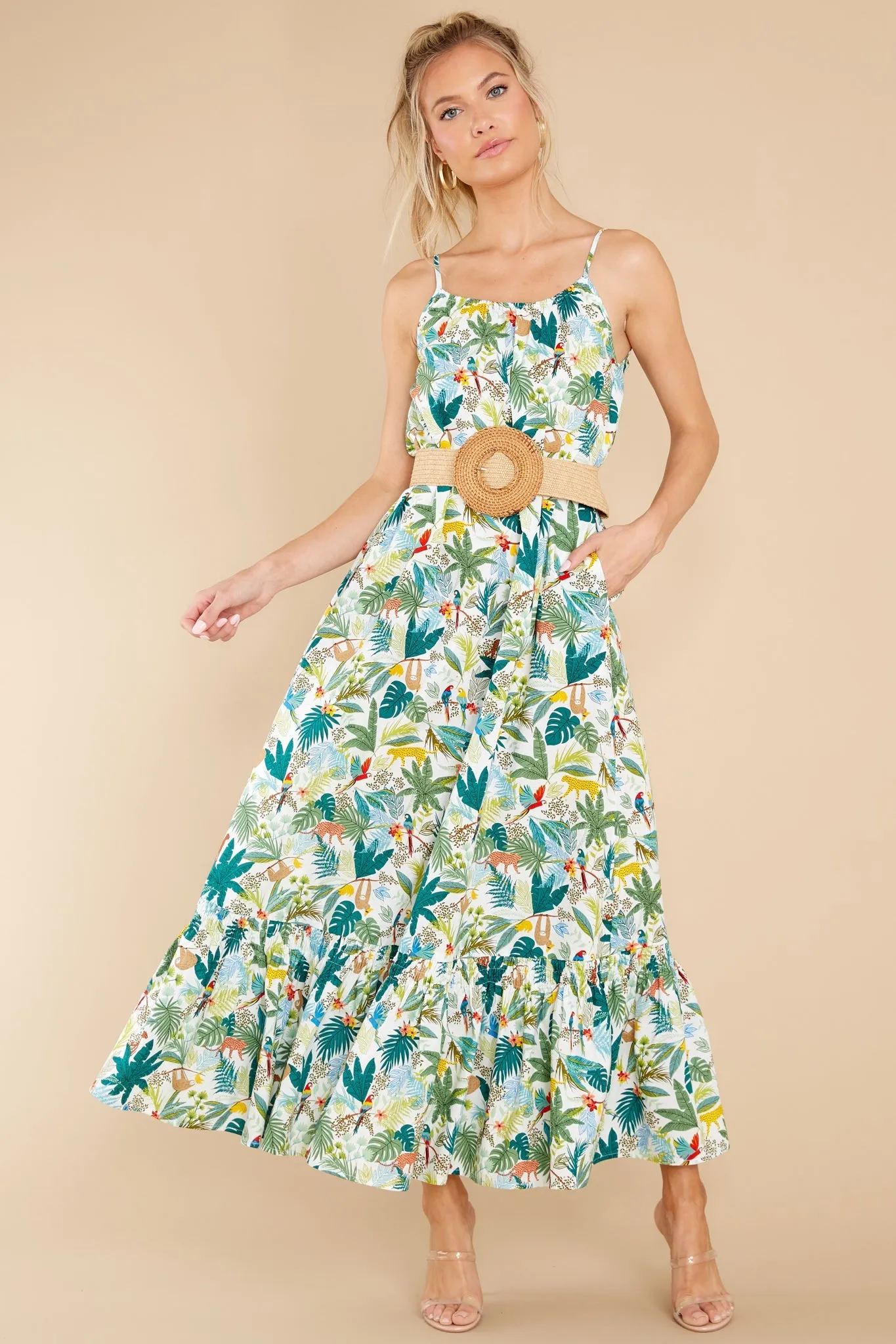 Escape To Paradise Off White Rio Print Maxi Dress