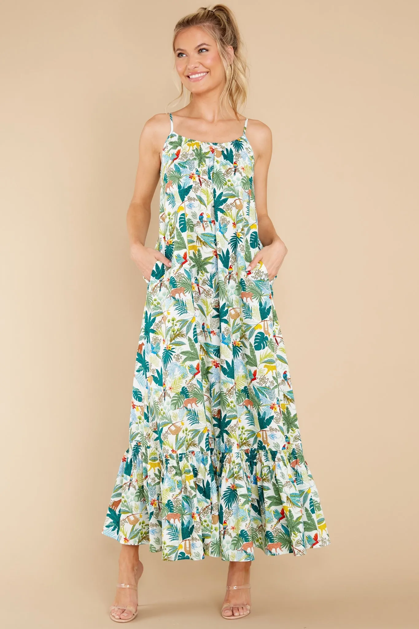 Escape To Paradise Off White Rio Print Maxi Dress