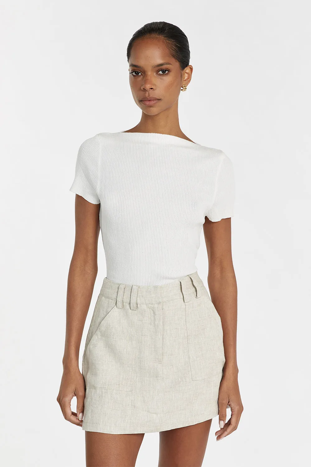 EVA NATURAL LINEN SKORT