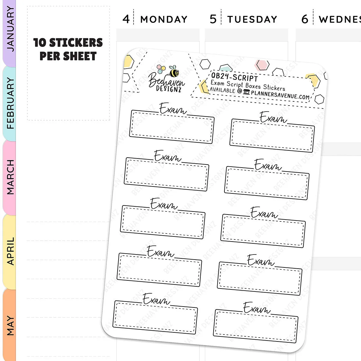 Exam Script Box Planner Stickers