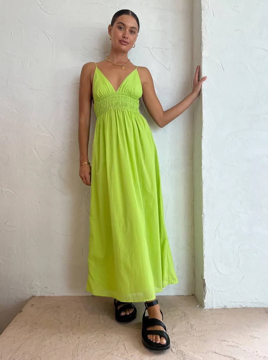 Faithfull the Brand Bisetta Maxi Dress in Kiwifruit