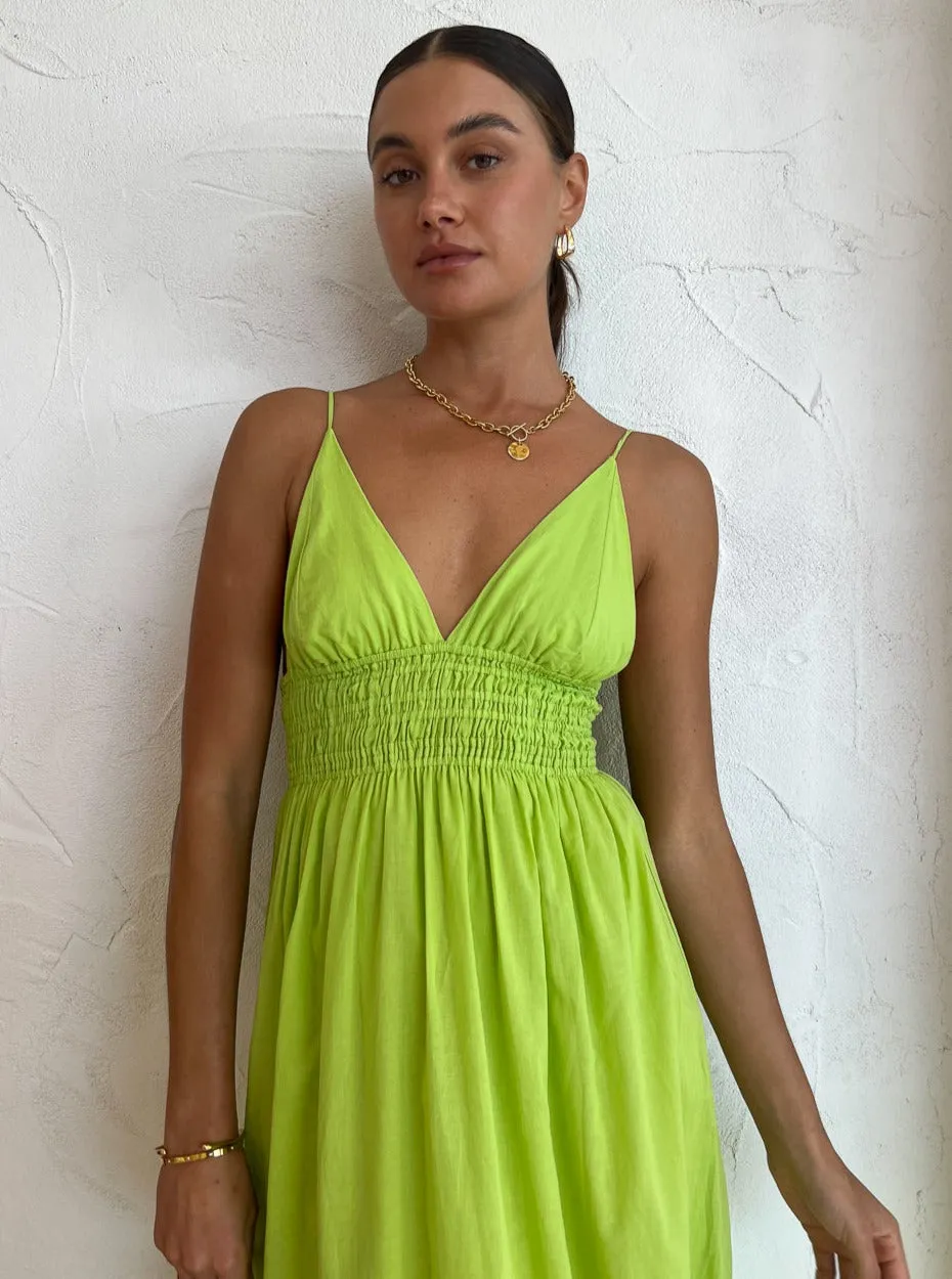 Faithfull the Brand Bisetta Maxi Dress in Kiwifruit