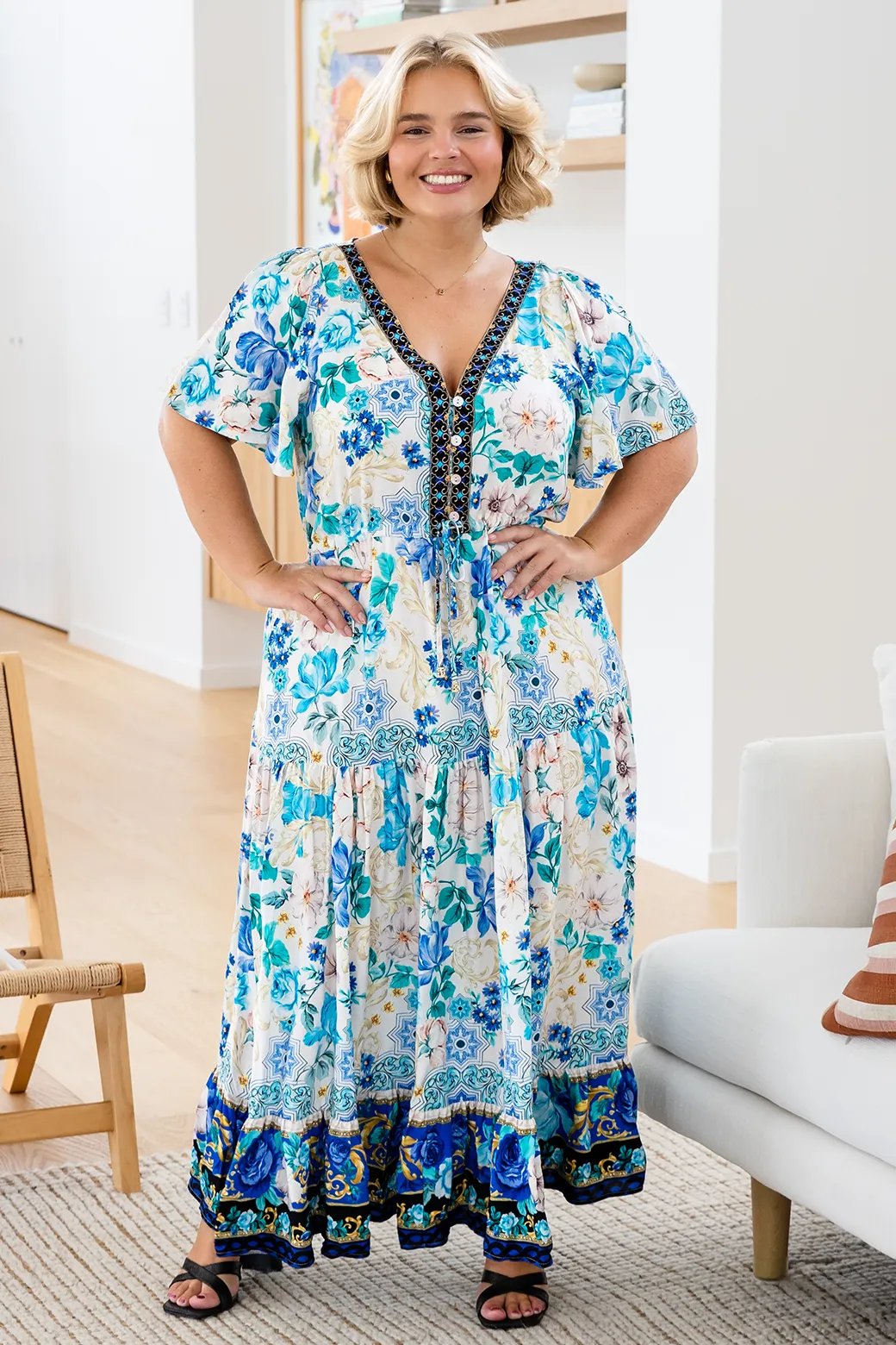 FINAL SALE | Joelle Maxi Dress Blue Bouquet Print