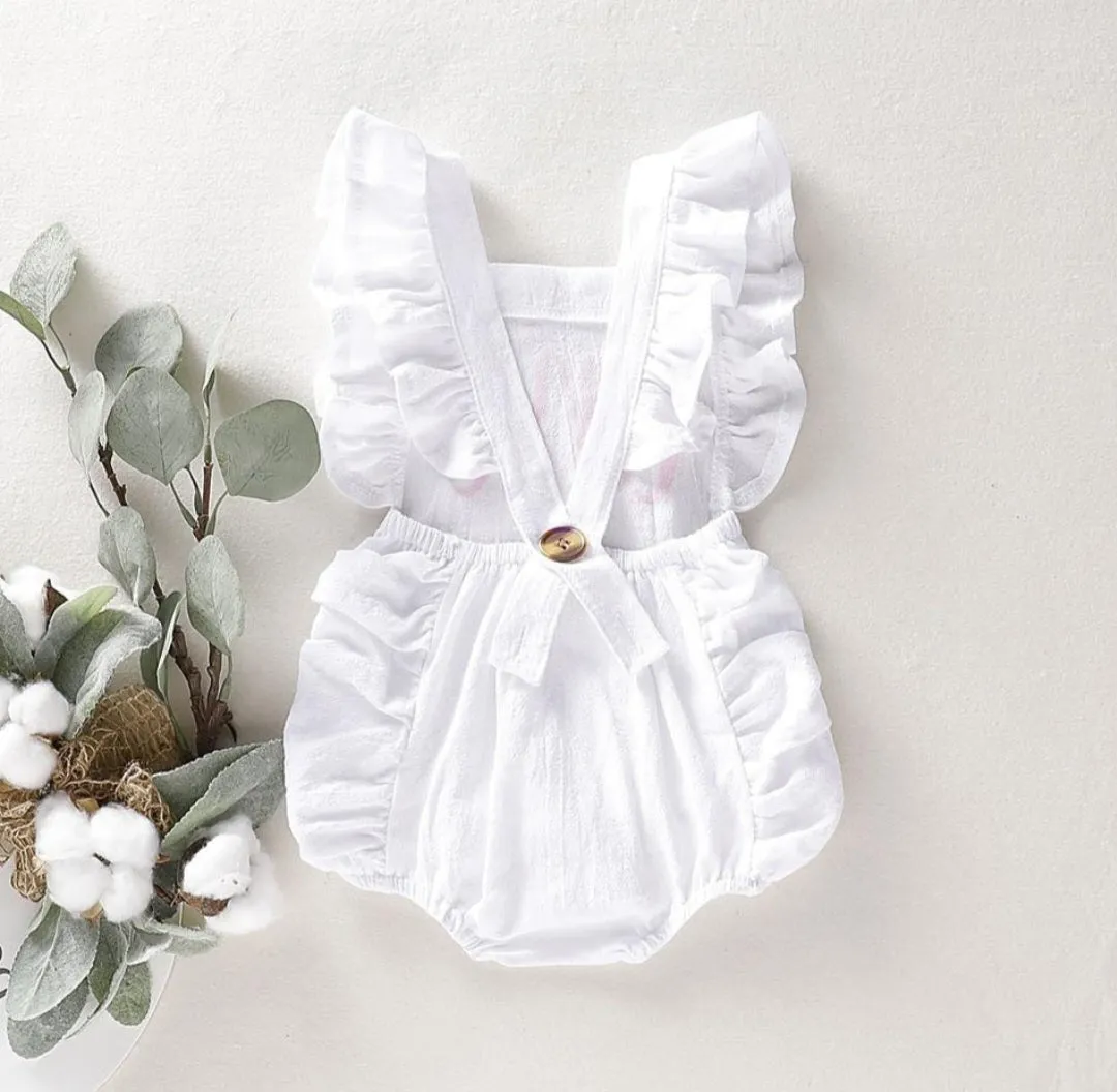 First Birthday White Romper #1000219