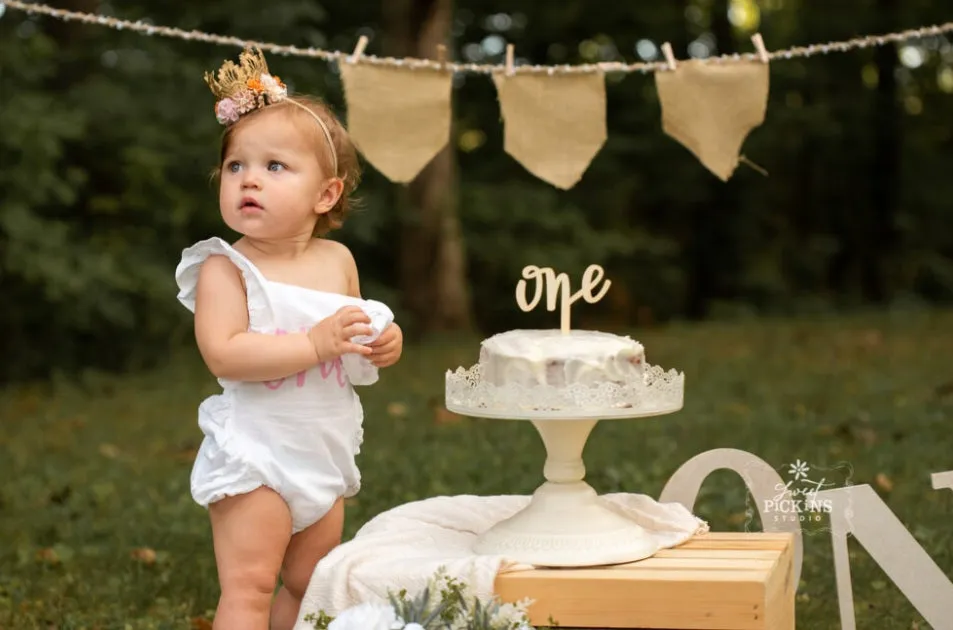 First Birthday White Romper #1000219