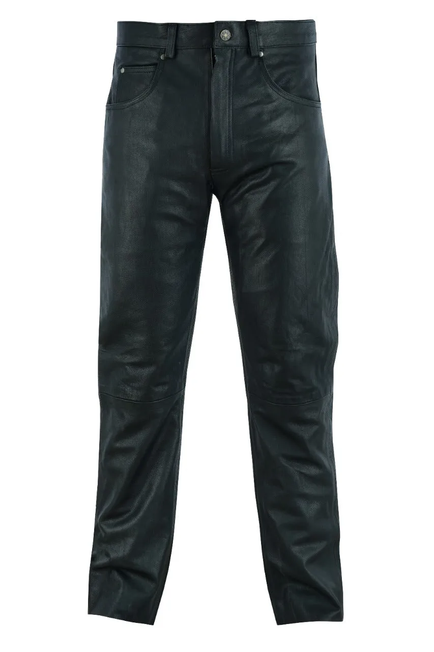 Five Pockets Cowhide Biker Leather Pants