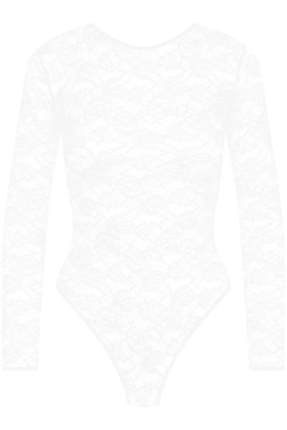 Flashback Lace Long Sleeve Thong Body White