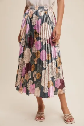 Floral Pleated Maxi Skirt