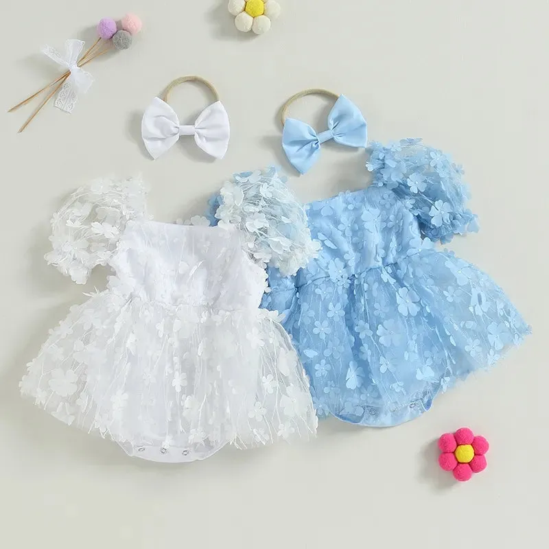 Floral Romper and Headband Blue #1000230