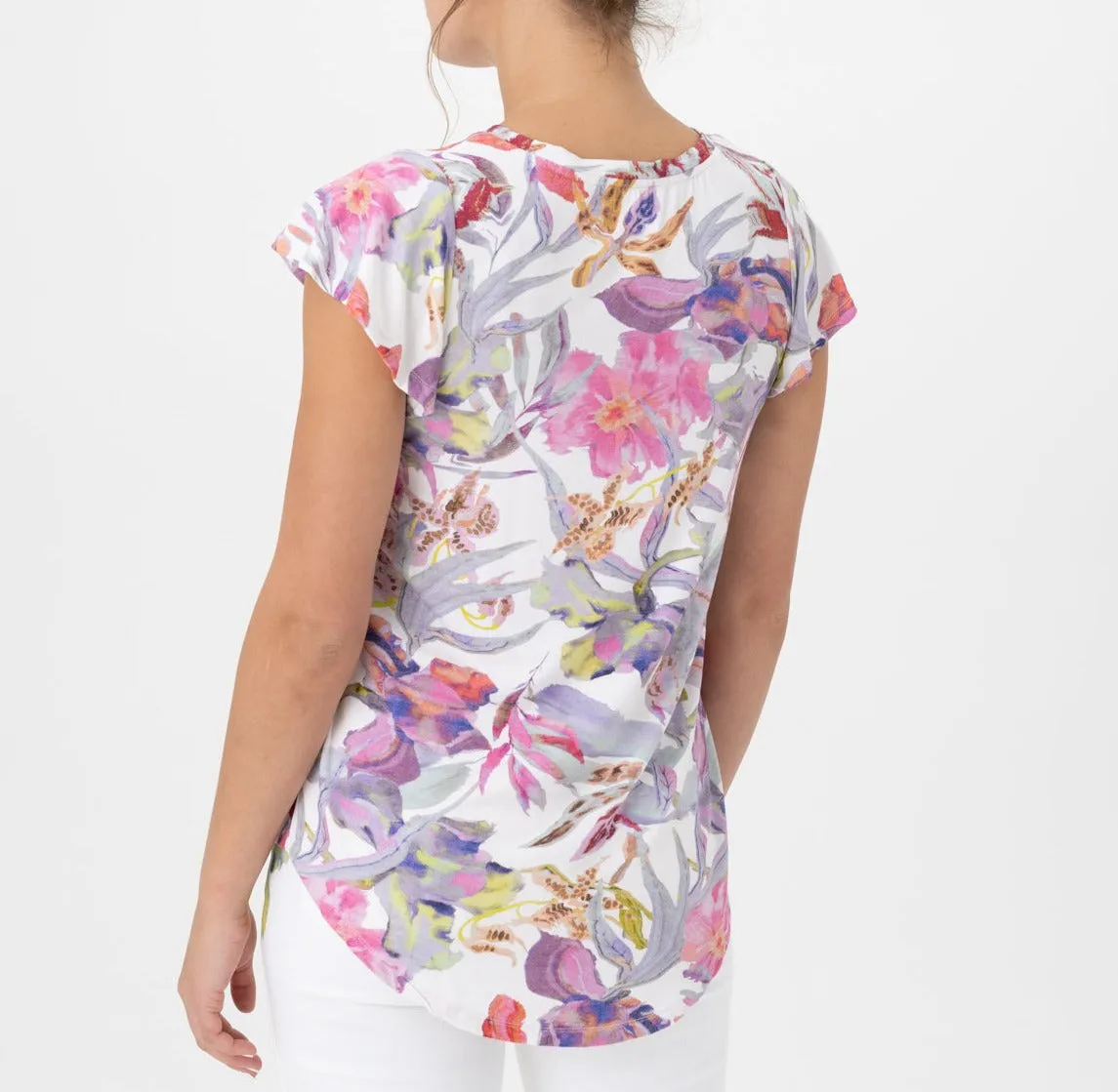 Flutter Sleeve Floral Tee