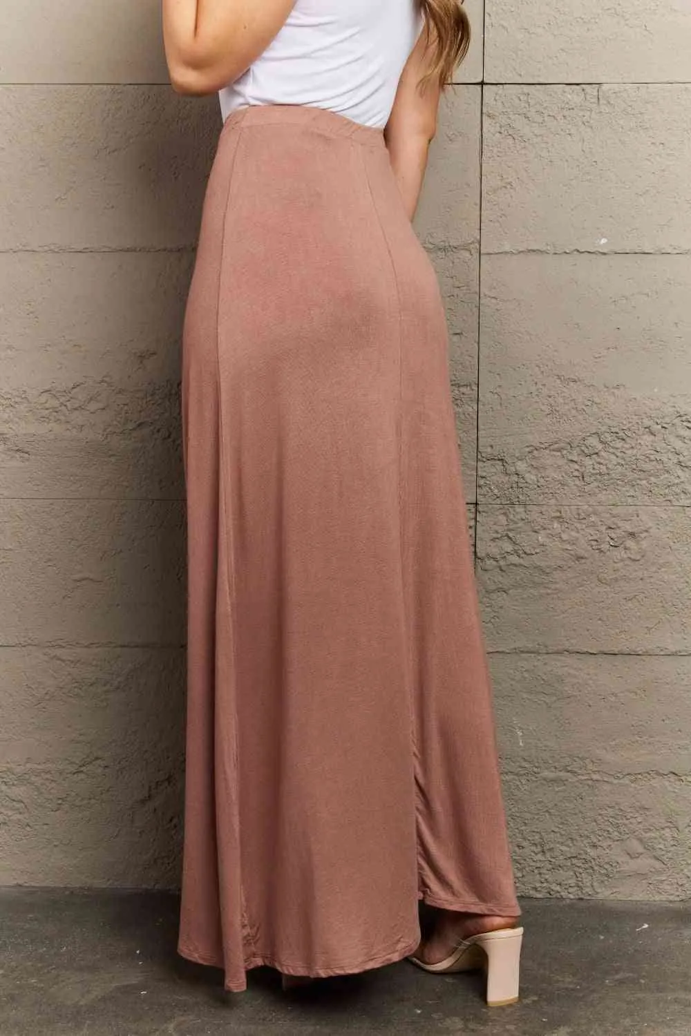 For The Day Full Size Flare Maxi Skirt in Chocolate