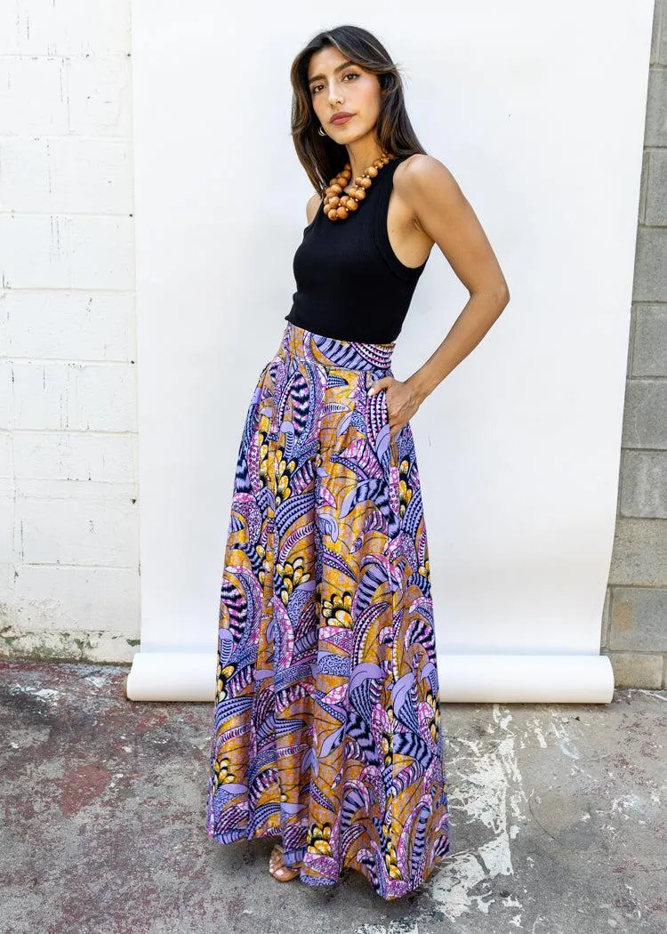 Francis Benedict Maxi Skirt- Purple Feather