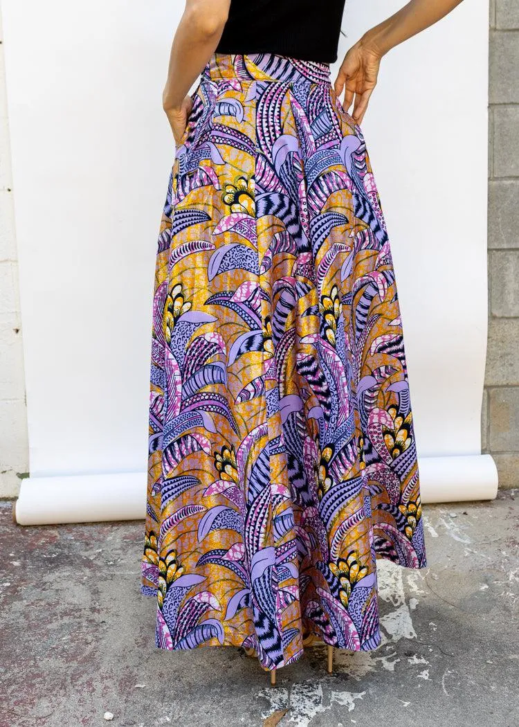 Francis Benedict Maxi Skirt- Purple Feather