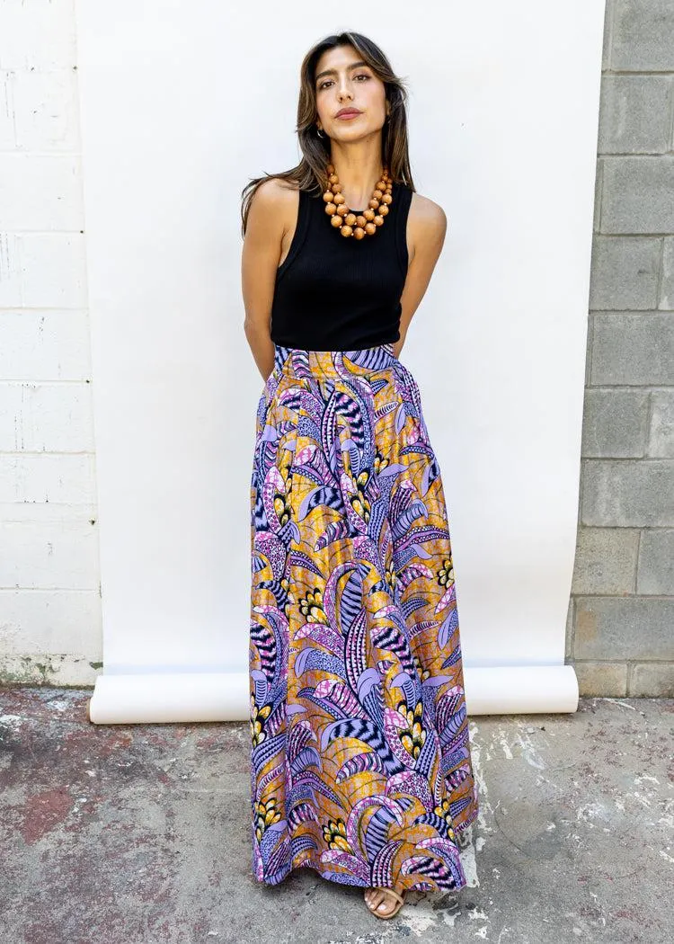 Francis Benedict Maxi Skirt- Purple Feather