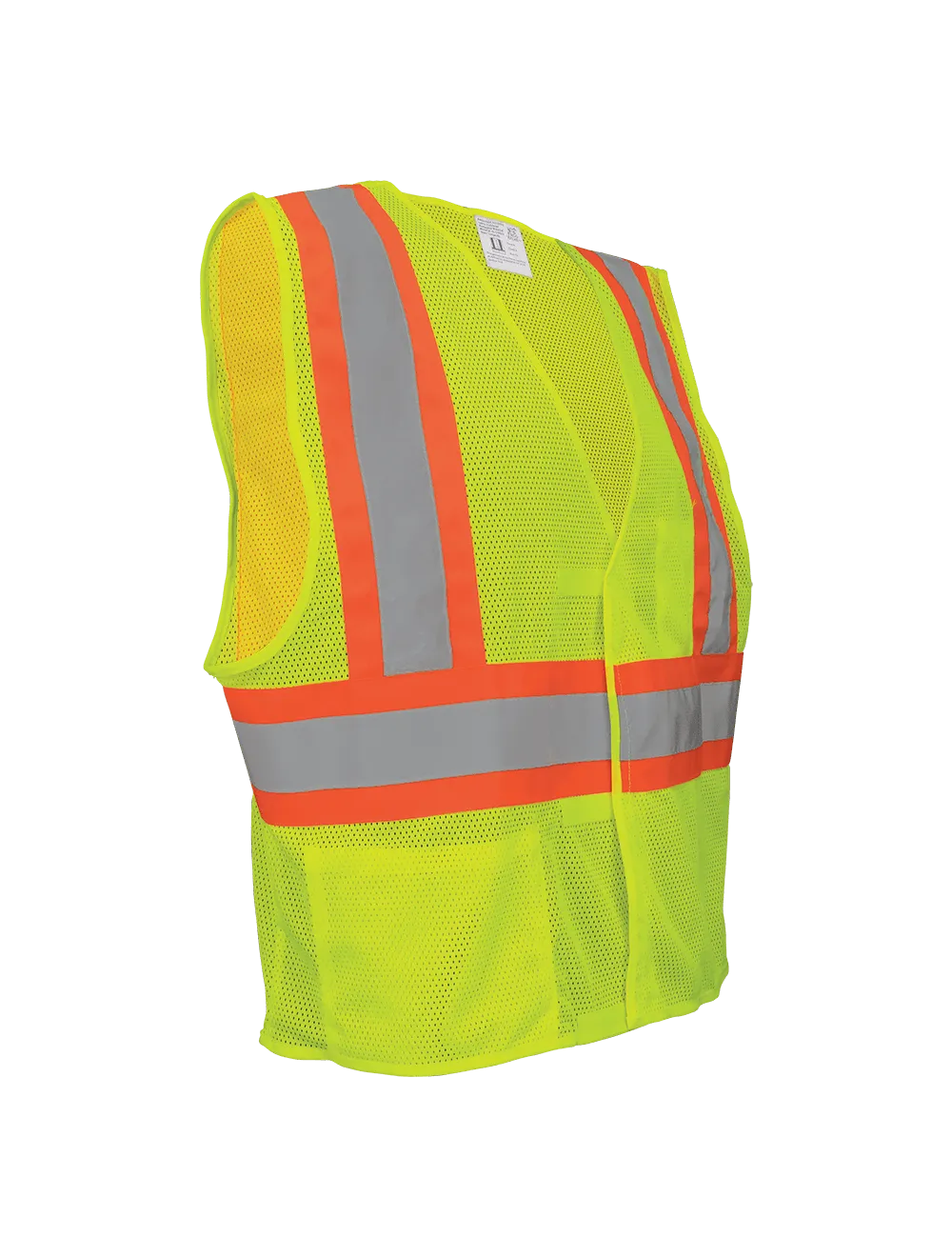 FrogWear® HV Yellow/Green Lightweight Mesh Vest with Orange Contrasting Trim - GLO-002V