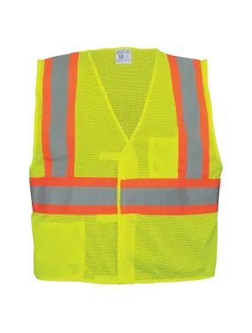 FrogWear® HV Yellow/Green Lightweight Mesh Vest with Orange Contrasting Trim - GLO-002V