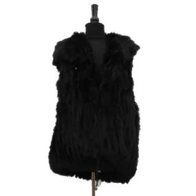 Fur Vest With Hood- Black