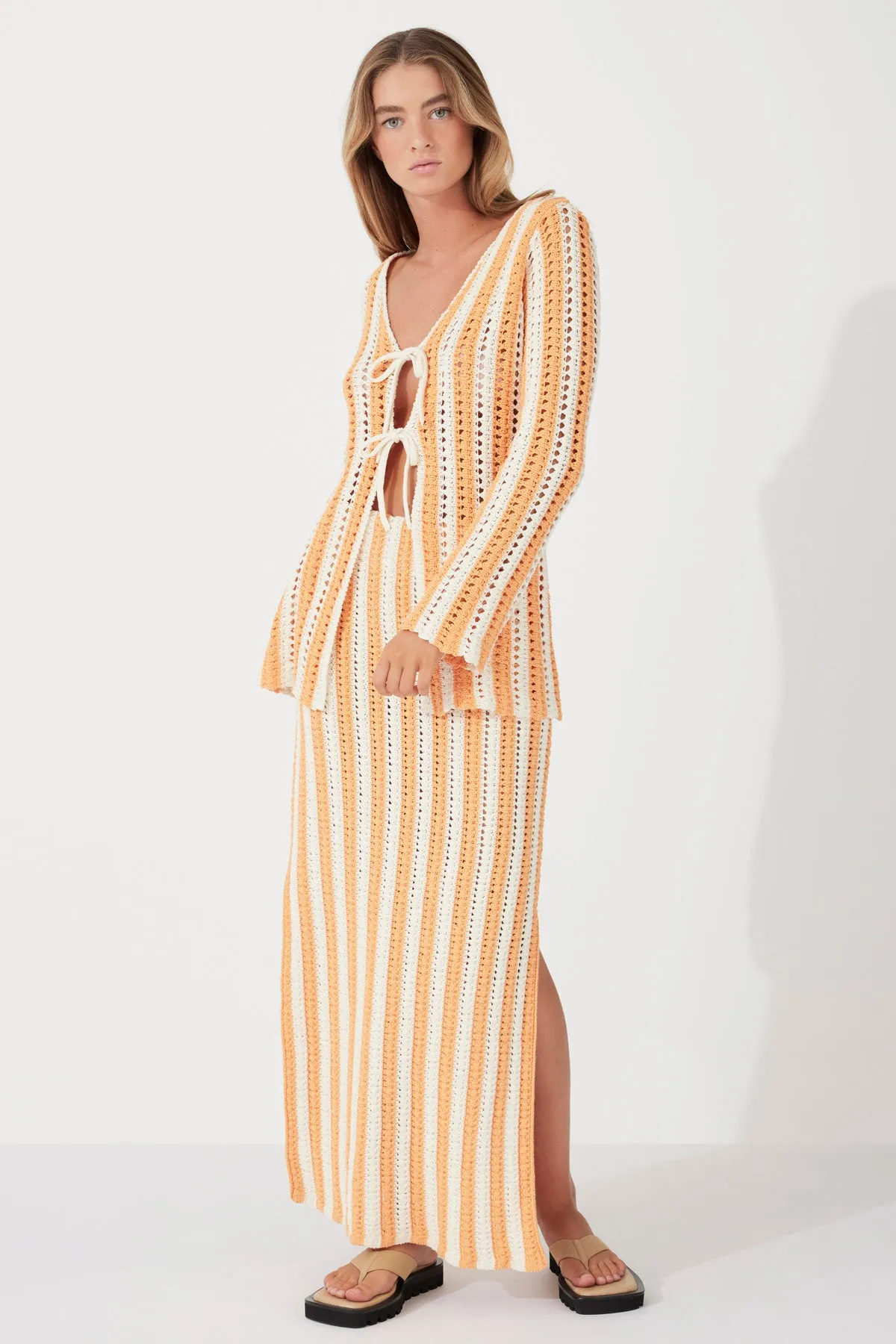 Golden Stripe Cotton Knit Skirt